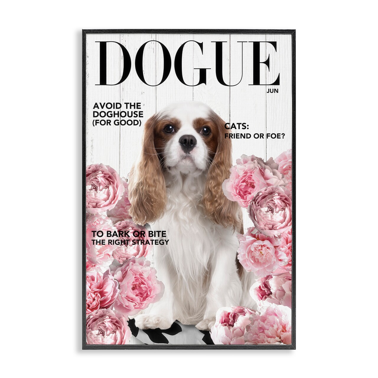 Stupell Industries Funny Floral Dog Magazine Framed Giclee, design by Sasha